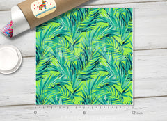 Watercolor Tropical green leaves Patterned HTV  439