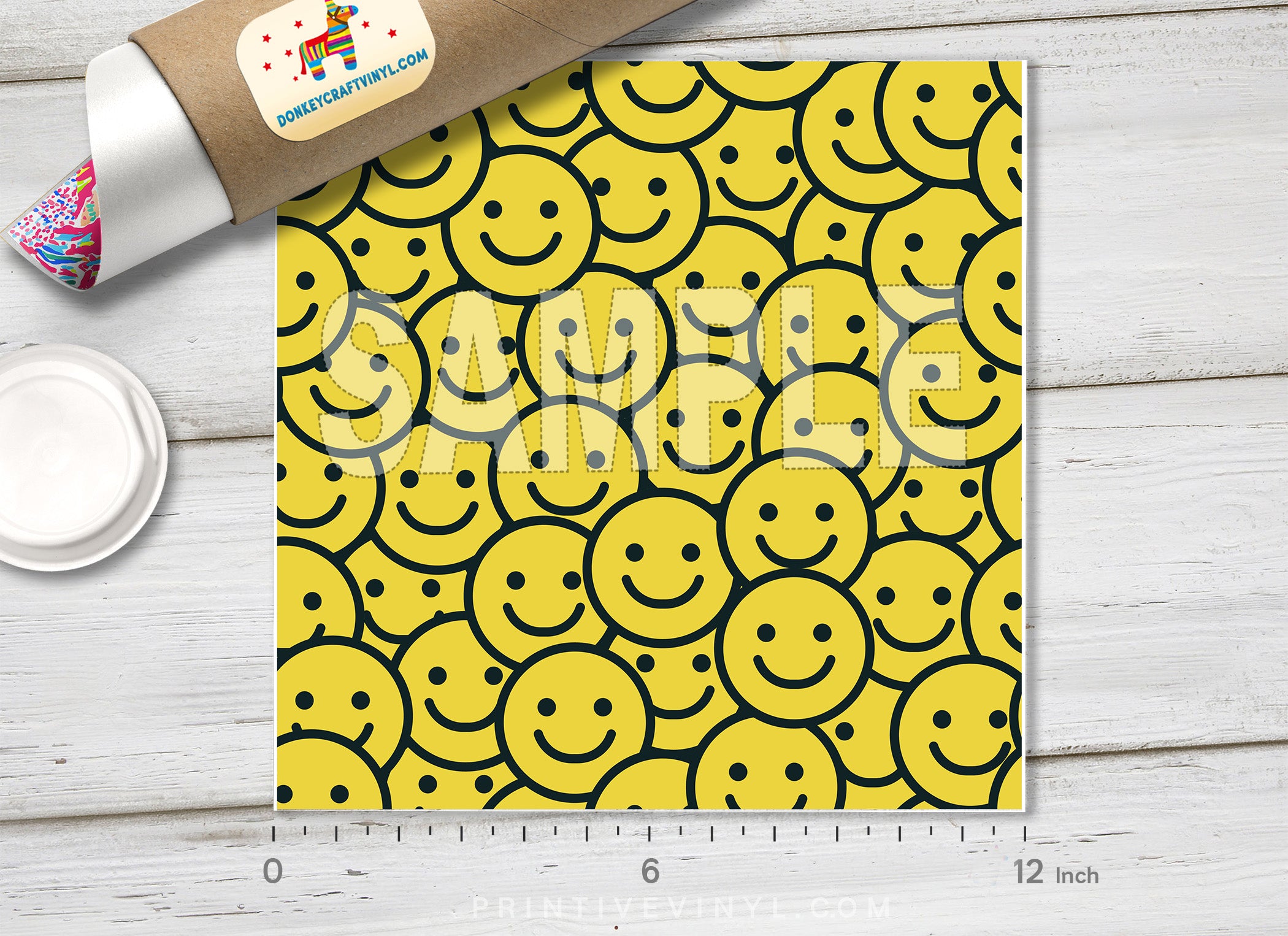 Smile Face Emoji Patterned HTV 616