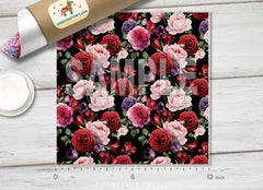 Watercolor Floral Roses Patterned HTV  602