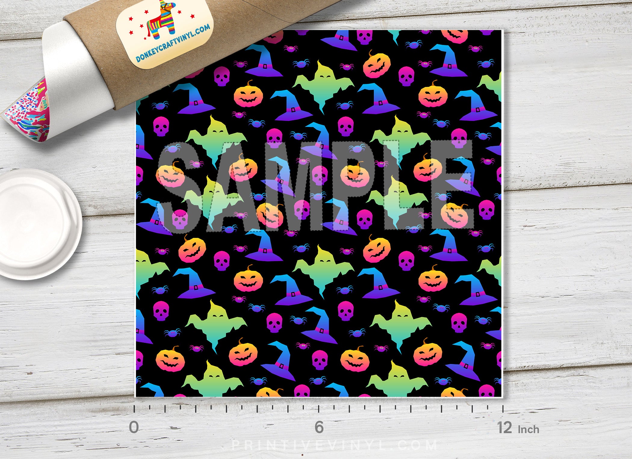 Halloween Rainbow Ombre Patterned HTV 738