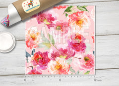 Pink watercolor flowers Patterned HTV 354