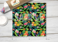 Tropical pineapples palm leaves Patterned HTV 656