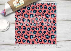 Coral Leopard Pattern Printed HTV-825
