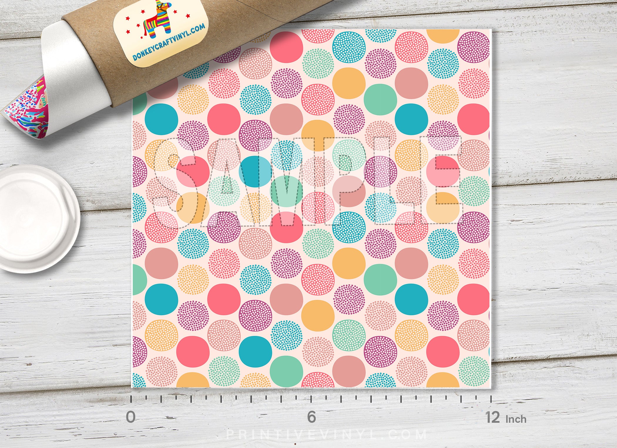 Pastel Dots Patterned Adhesive Vinyl 150