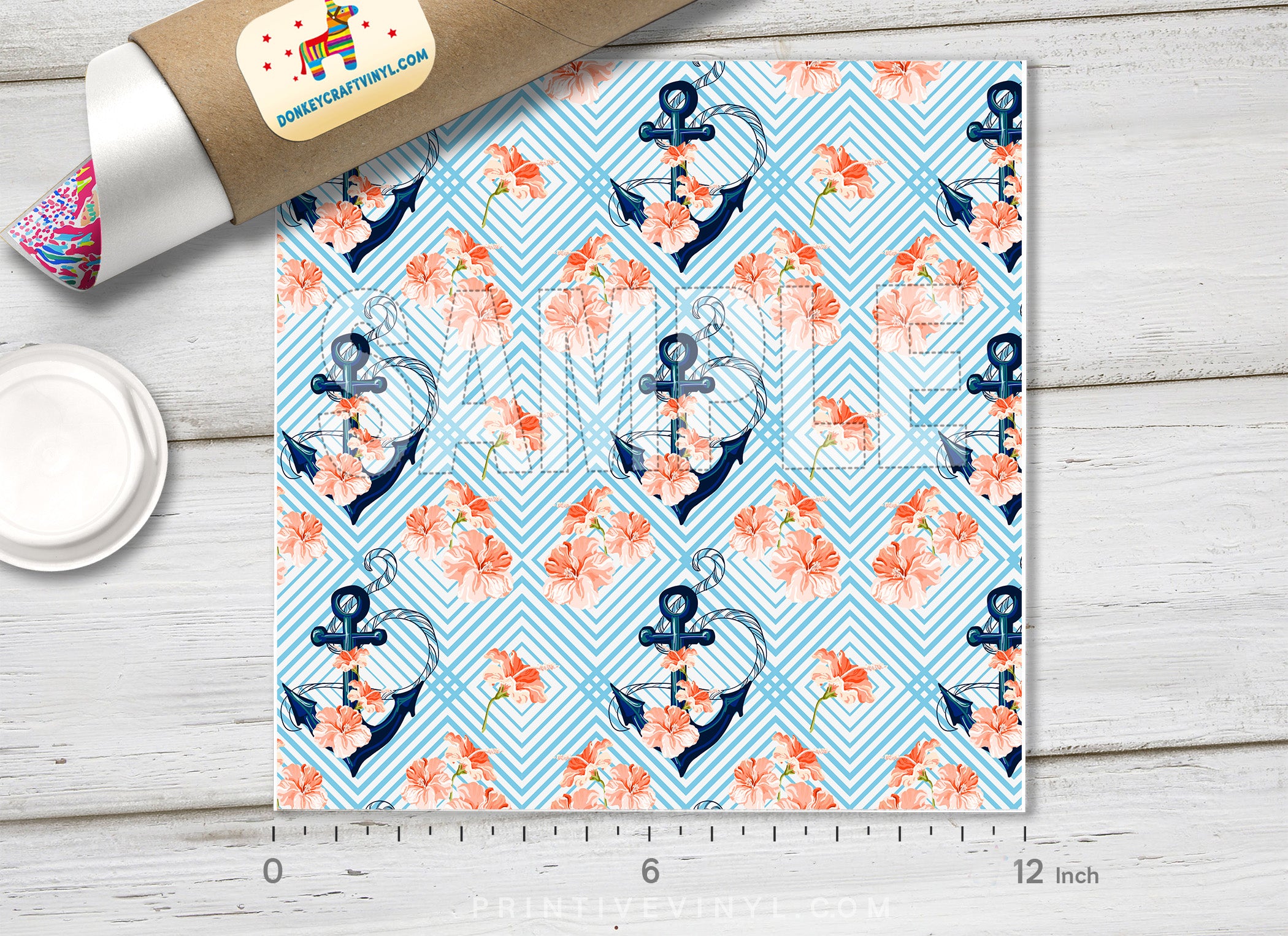 Anchor and Hibiscus Patterned HTV 618