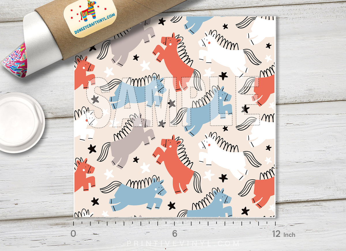 Kids Childish Horses Patterned HTV 1131