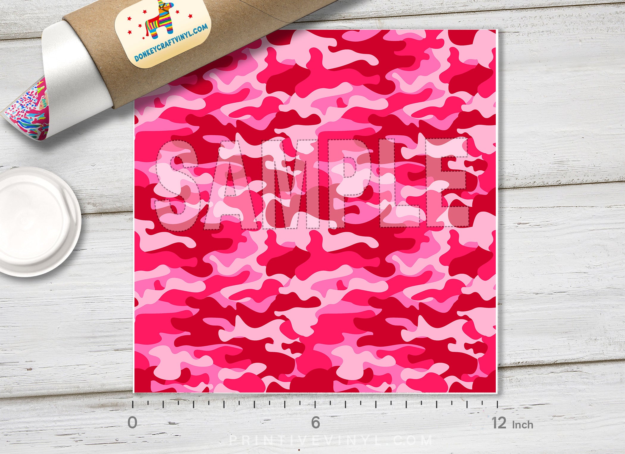 Pink Camouflage Patterned Adhesive Vinyl 352