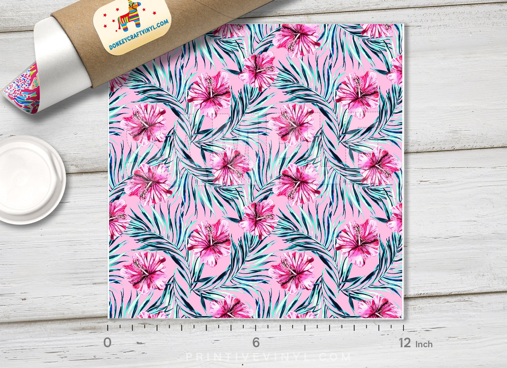 Tropical Flower Patterned Adhesive Vinyl 404