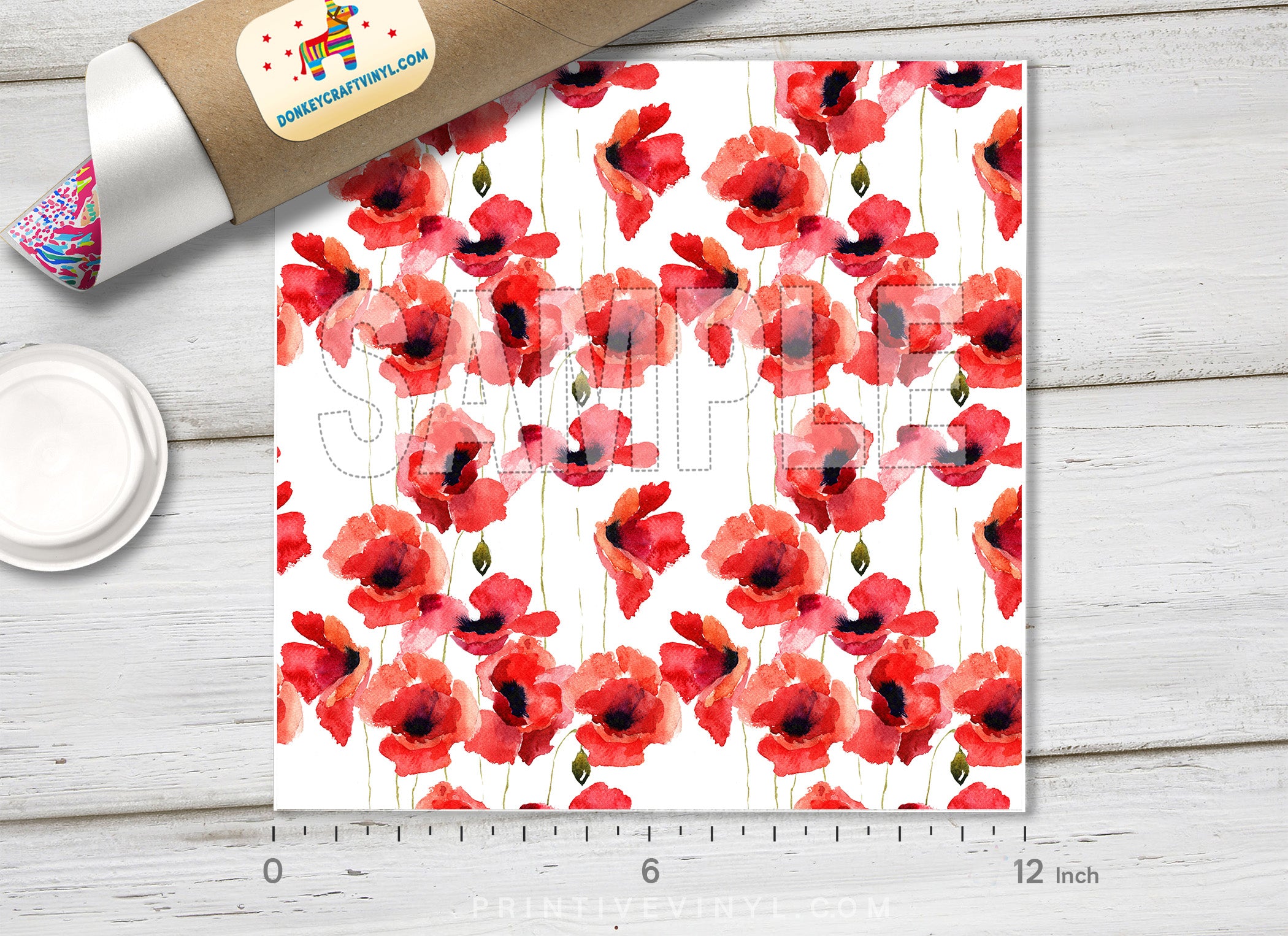 Poppy Flowers Patterned Adhesive Vinyl 008