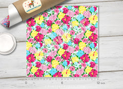 Lilly P Inspired Flower Garden Pattern Printed Vinyl, Indoor Vinyl, Outdoor Vinyl, HTV-L025 - Printive Vinyl | Patterned Vinyl