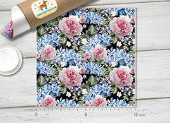 Watercolor Hydrangea Roses Patterned HTV  466