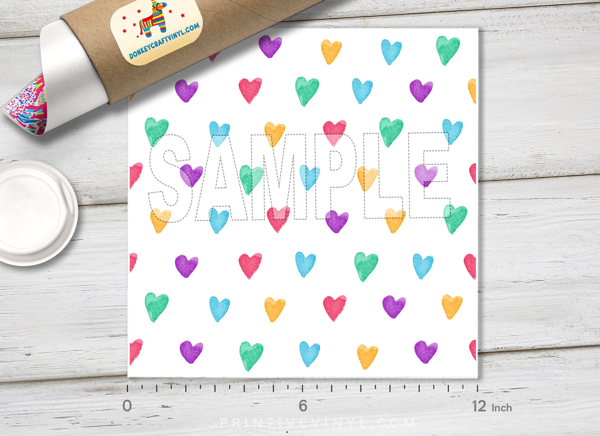 Watercolor Love Heart Patterned HTV 1156