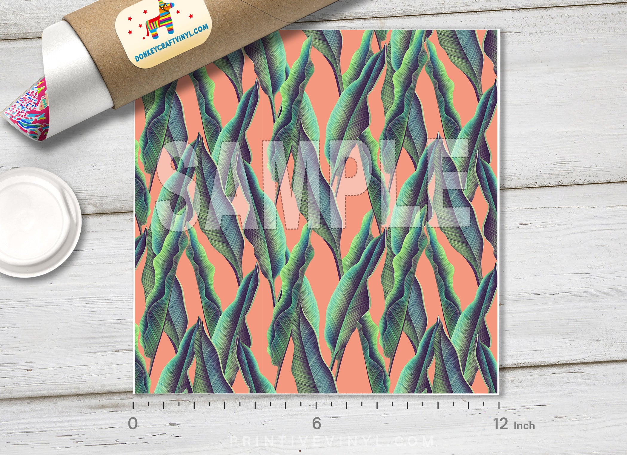Tropical Hawaiian Palm Leaves Patterned HTV 009