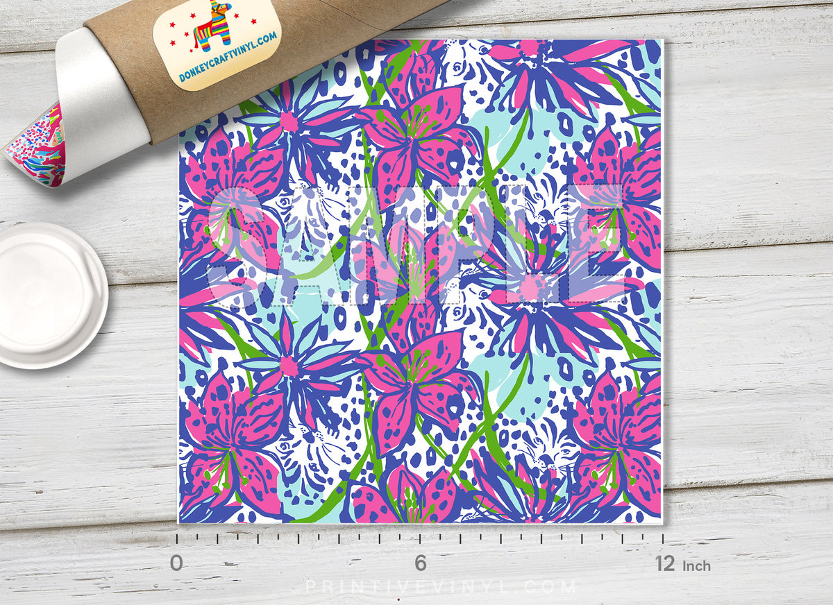 Lilly P Inspired Cheetah in jungle Patterned HTV-L038 - Donkey Craft Vinyl