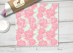 Hand drawn linen peony flower Printed Vinyl/ Indoor Vinyl/ Outdoor Vinyl/ Heat Transfer Vinyl-513