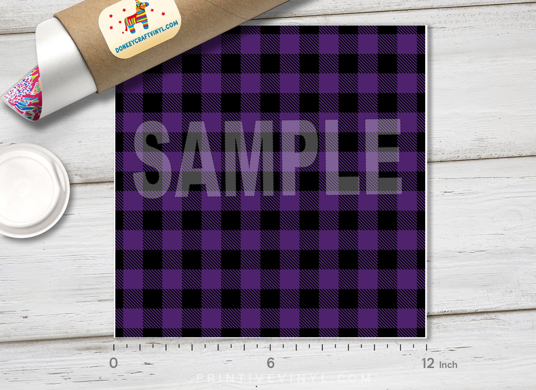 Purple Checker Tartan Plaid Patterned HTV 666