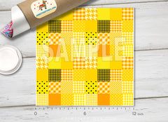 Yellow Geometric Patchwork  Patterned HTV 1336
