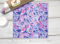 Lilly P Inspired Purple Bloom Patterned HTV-L028