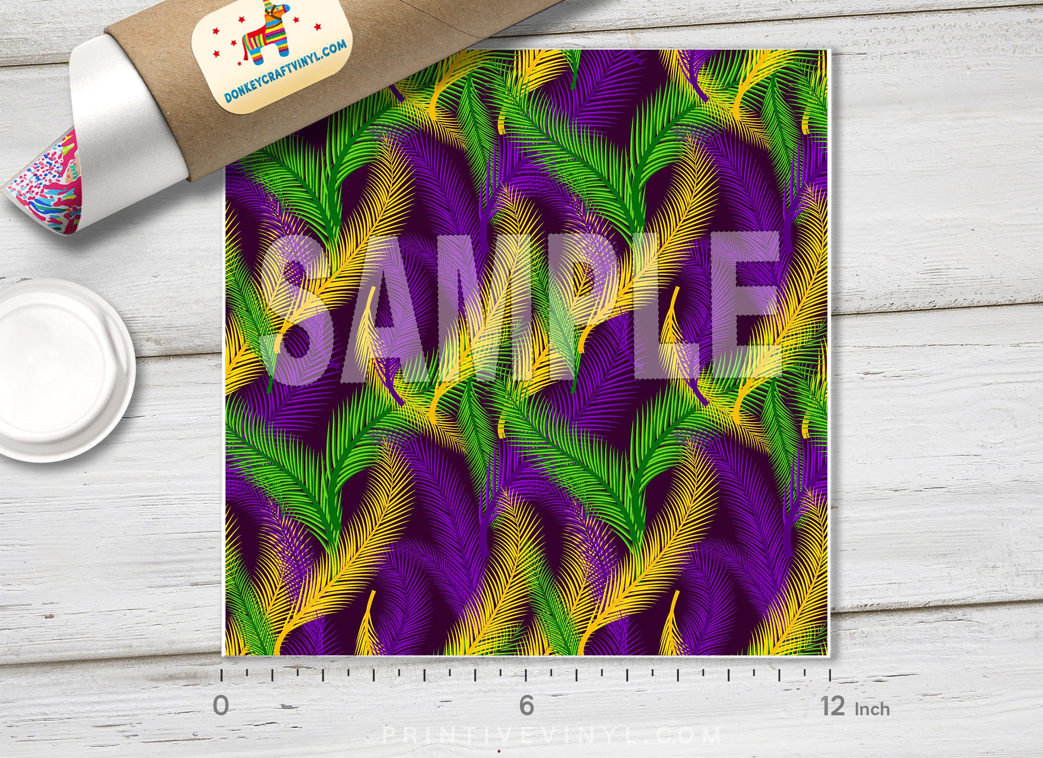 Mardi gras Feather  Patterned HTV 1167