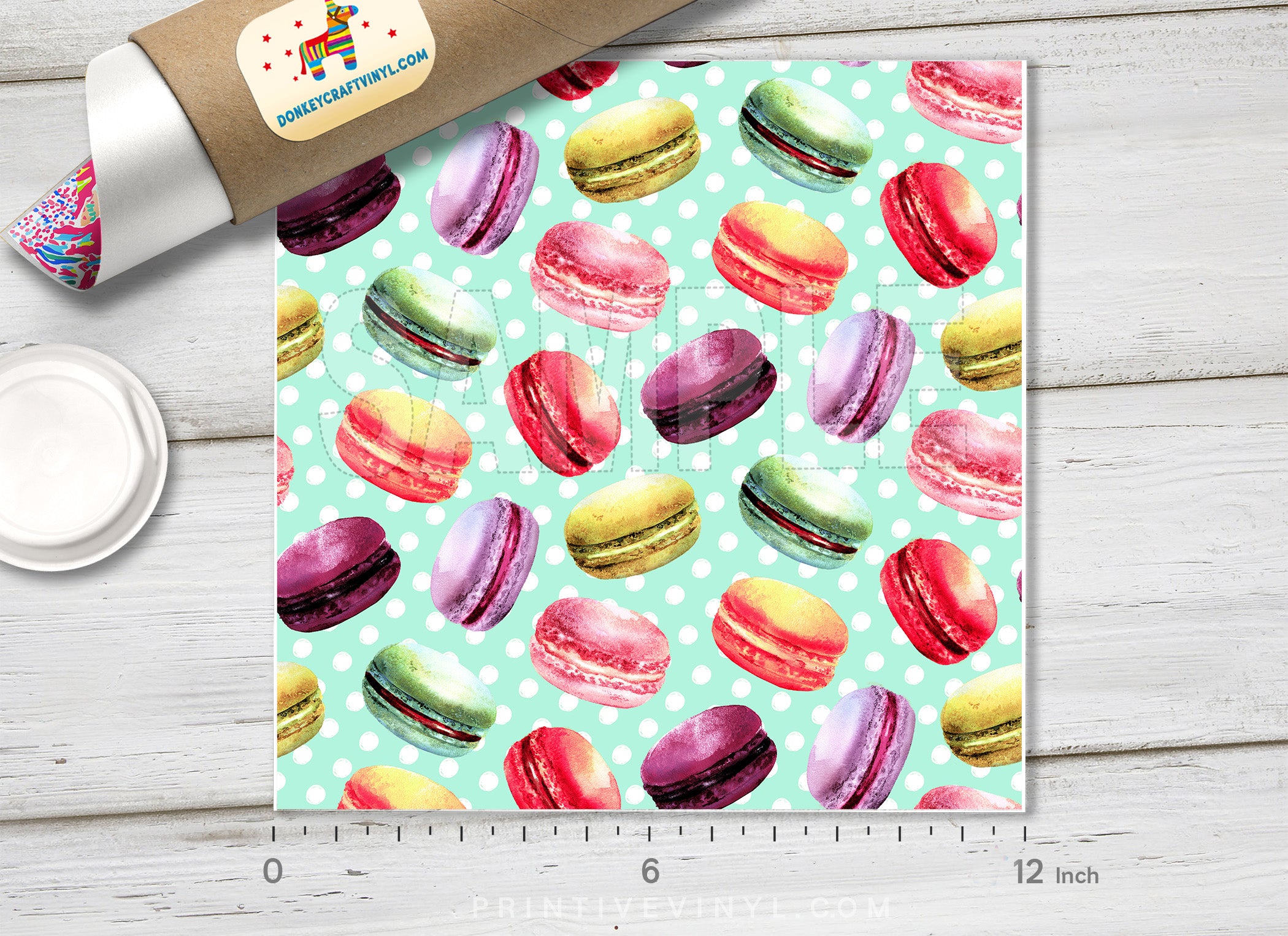 Watercolor Macaron Dessert Patterned HTV-405