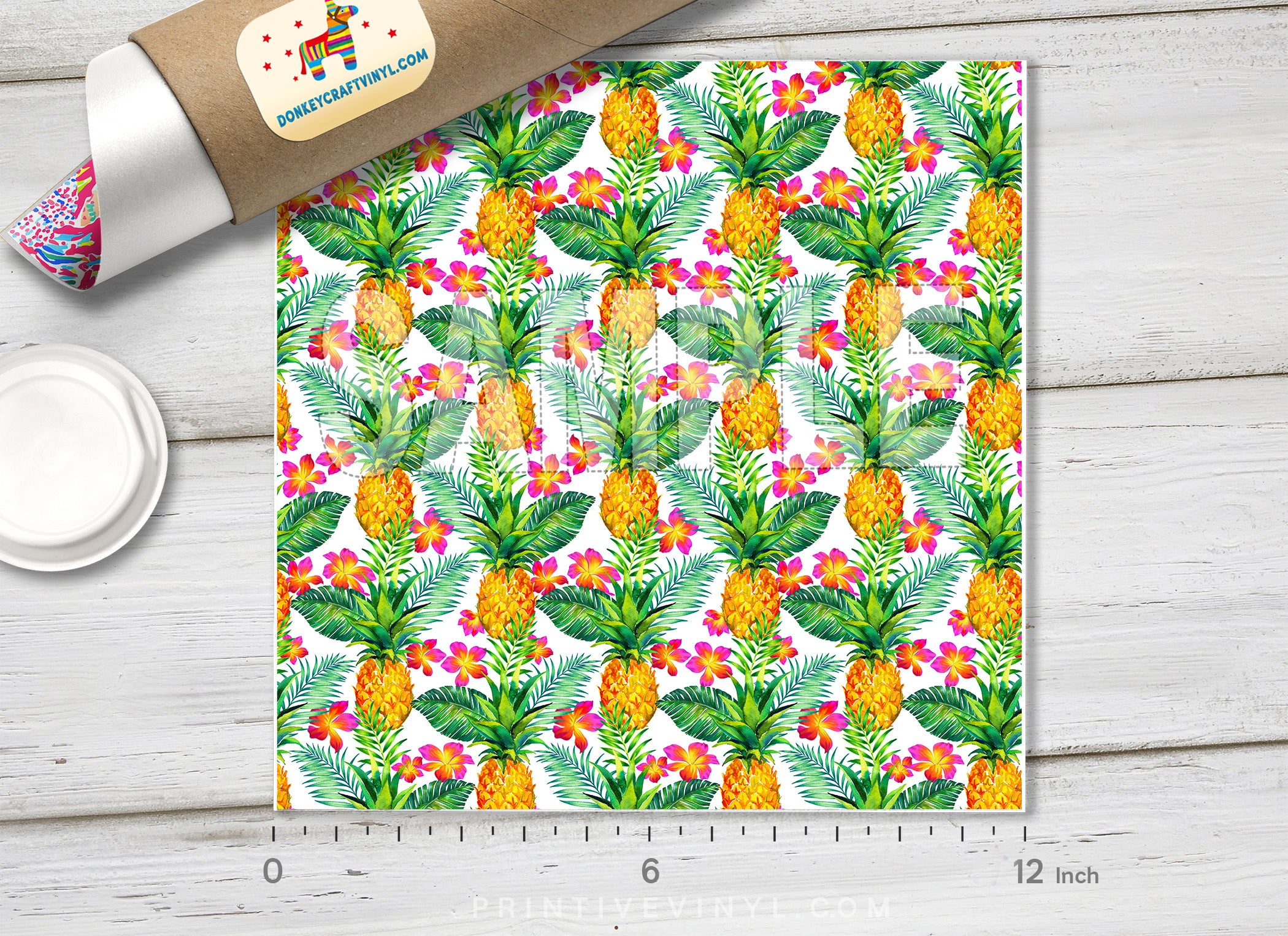Tropical flowers Pineapple Patterned HTV 1094