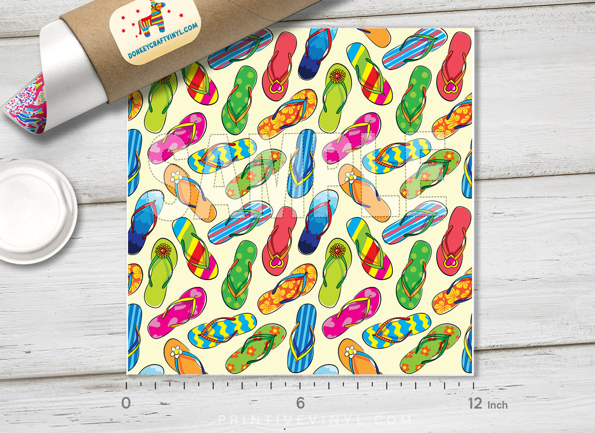 Flip Flops Sandals Patterned HTV 1027