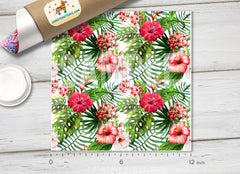 Tropical Hawaii Hibiscus Patterned HTV 678