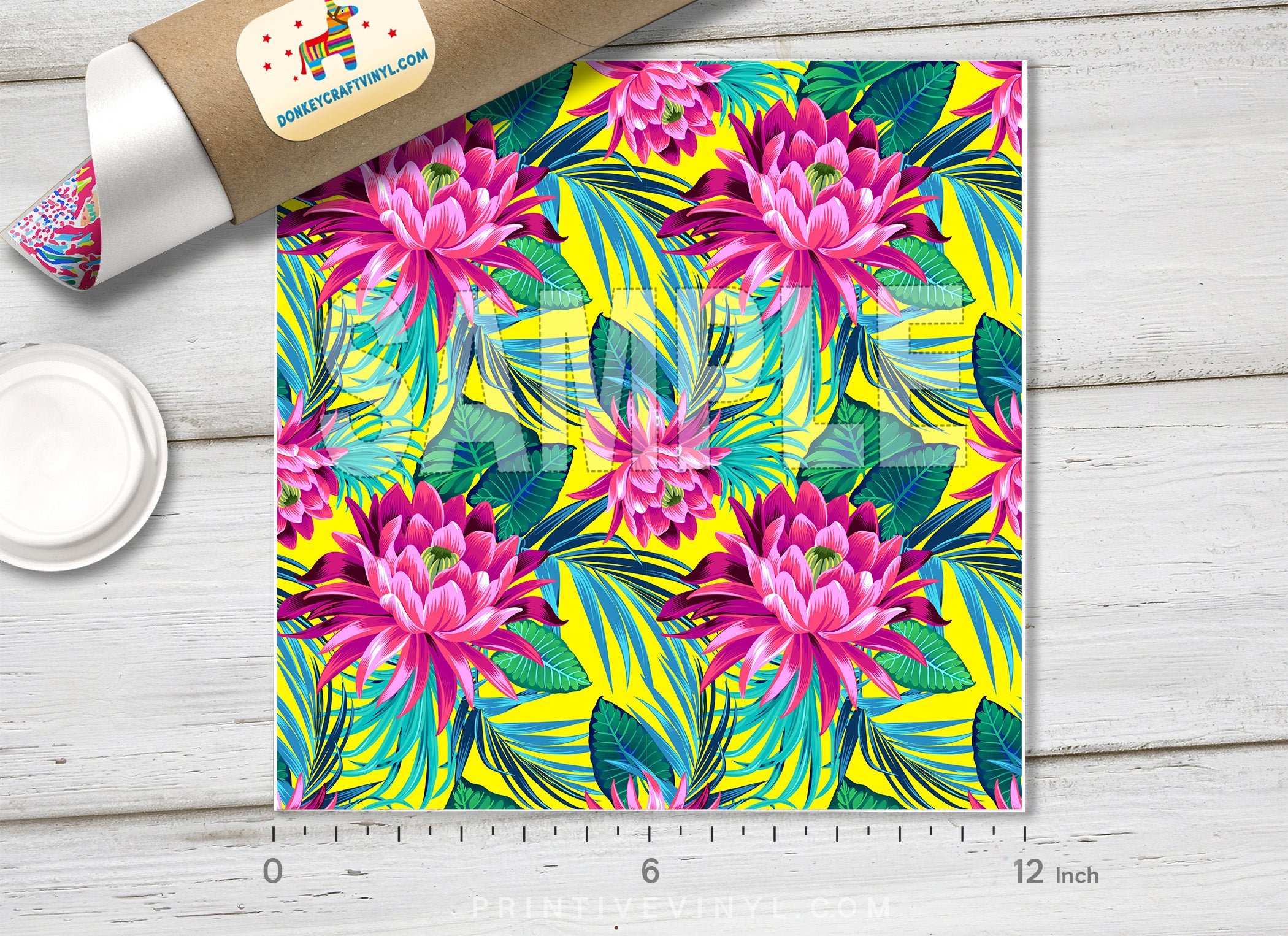 Tropical Lotus Flowers Patterned HTV  994