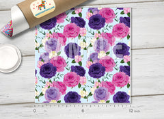Pink and Purple Roses Flower Patterned HTV  947