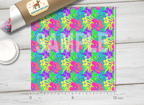 Tropical Flowers and Leaves Printed HTV-897