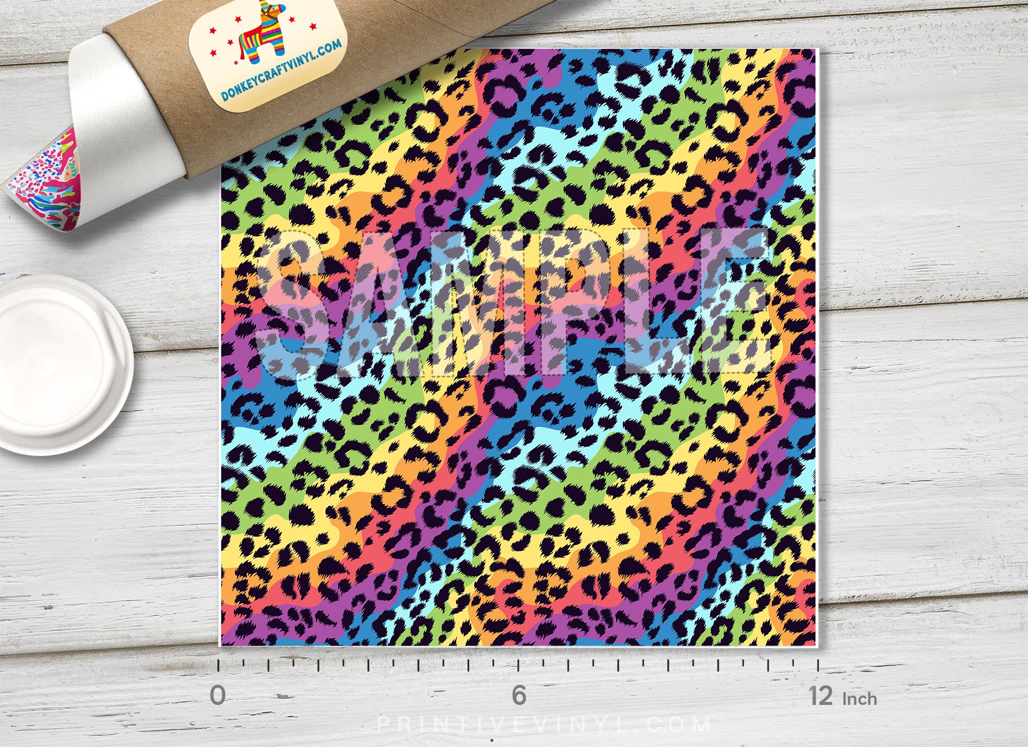 Rainbow Leopard Patterned Adhesive Vinyl 350