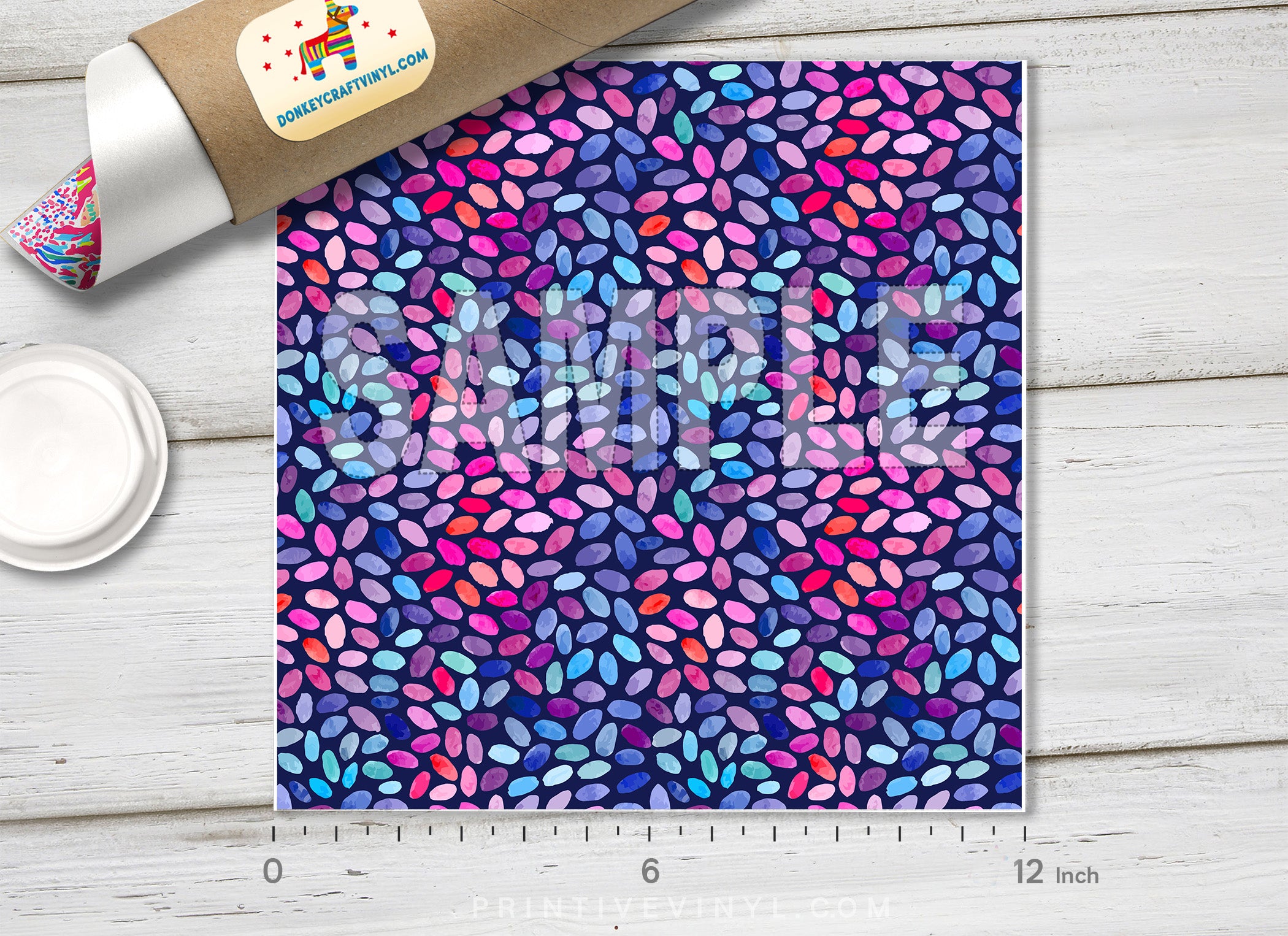 Colorful Watercolor Dots  Patterned HTV 003