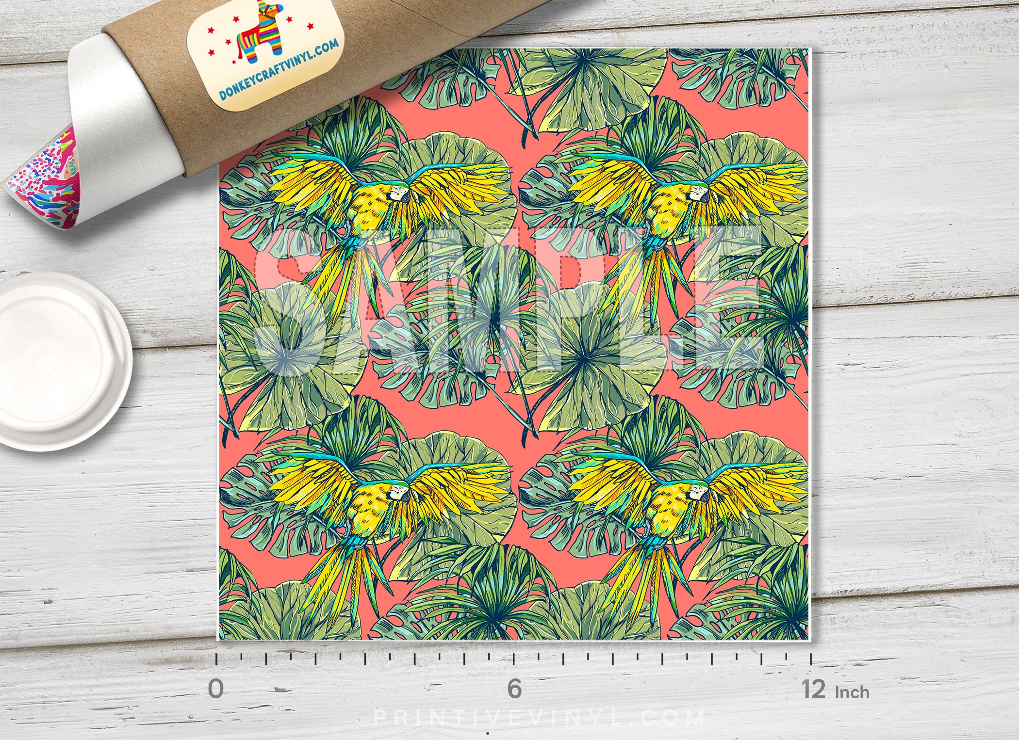 Parrot Palm Leaves  Patterned HTV 653