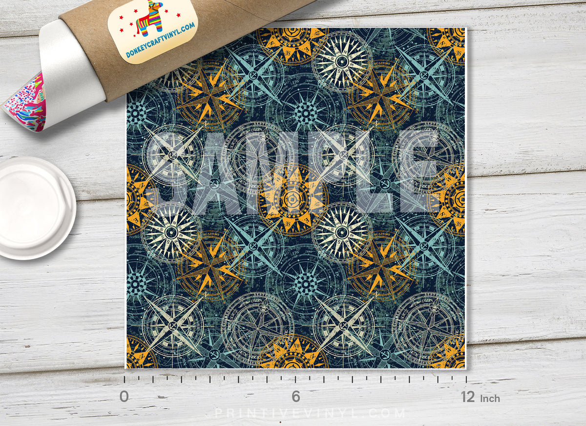 Nautical Compass Patterned HTV 1315