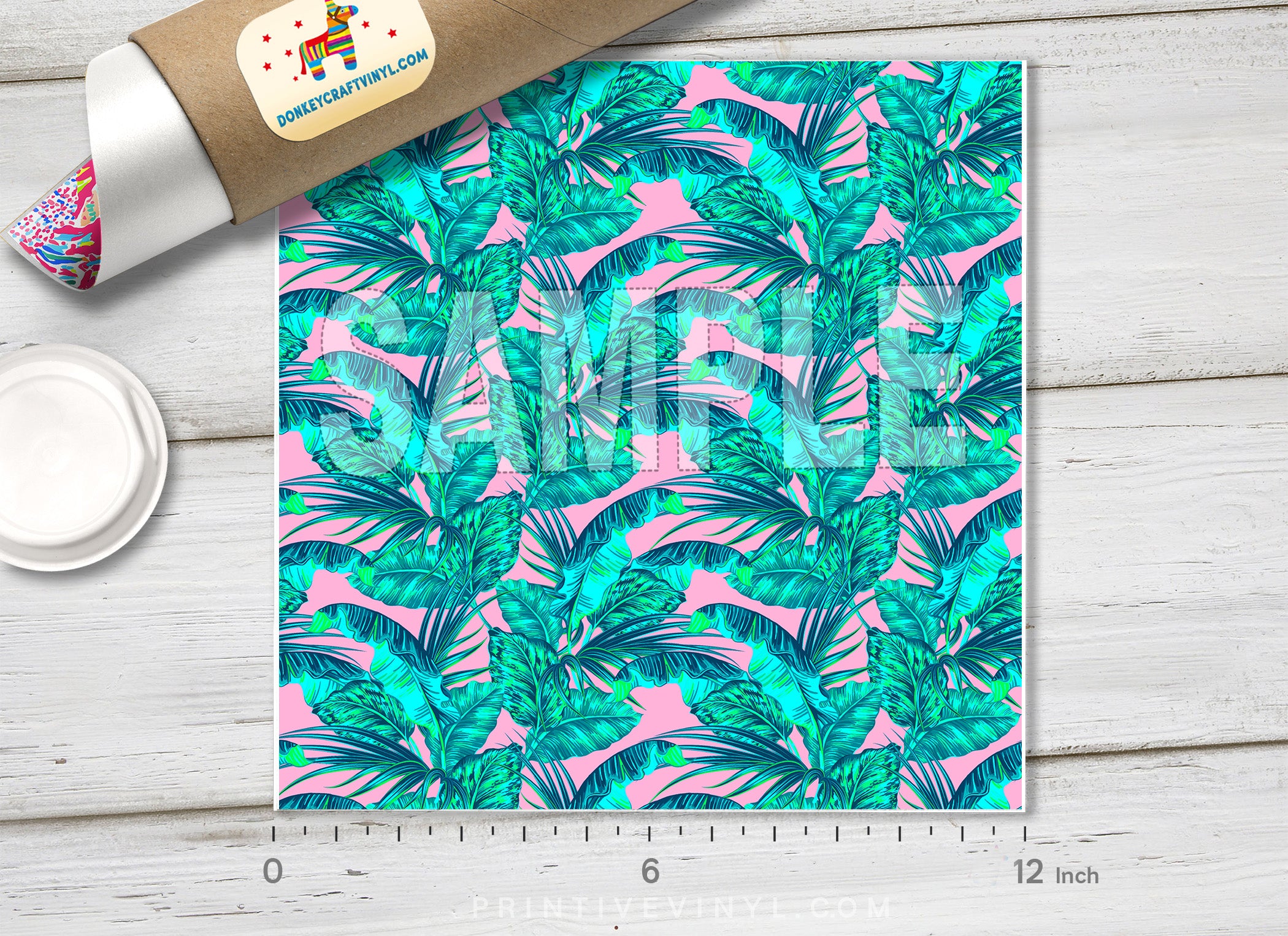Tropical palm leaves Patterned Adhesive Vinyl 216