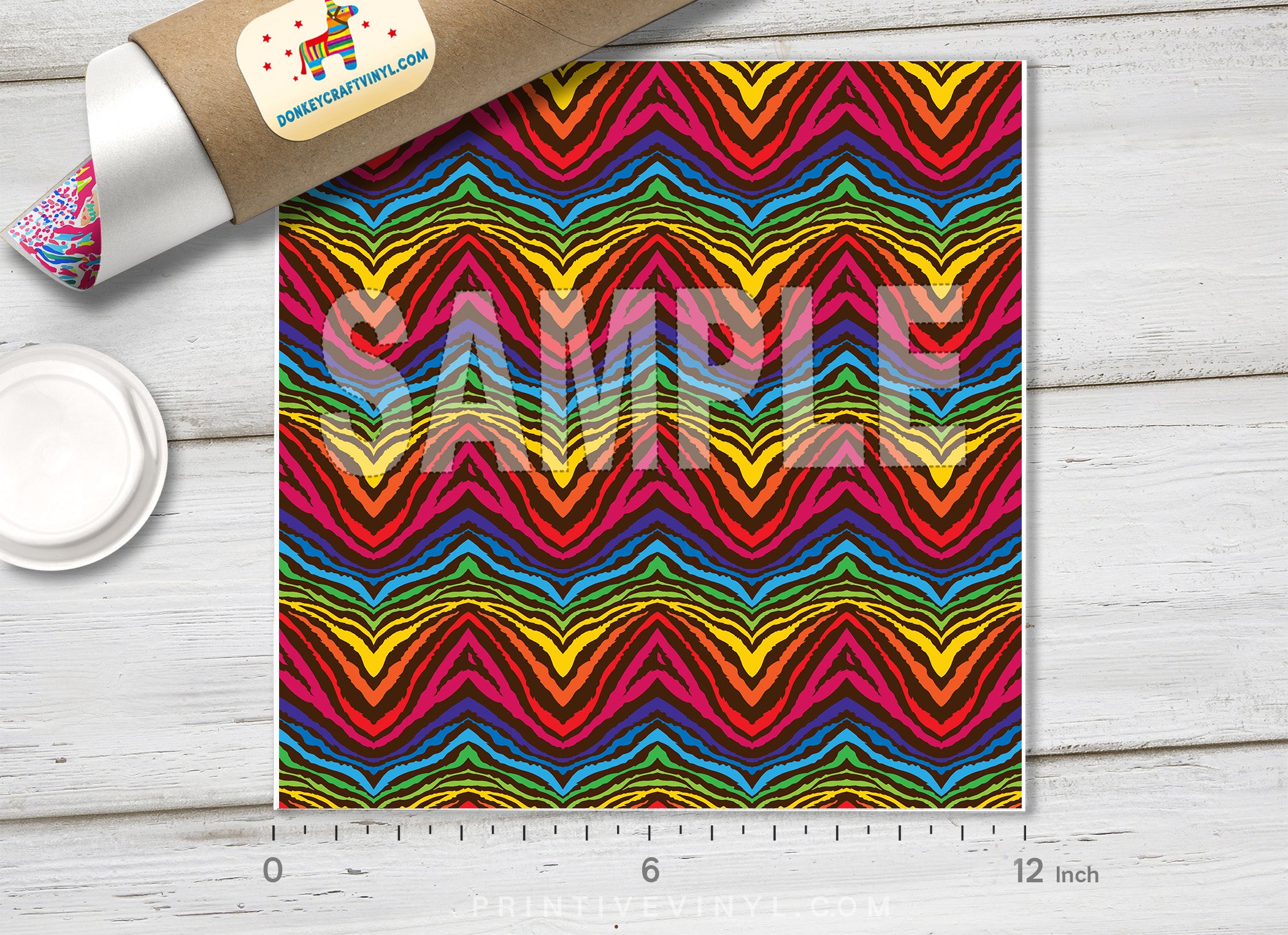 Rainbow Zebra Patterned Adhesive Vinyl 362