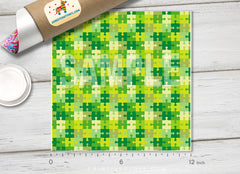 Green Autism Puzzle pieces  Patterned HTV  588