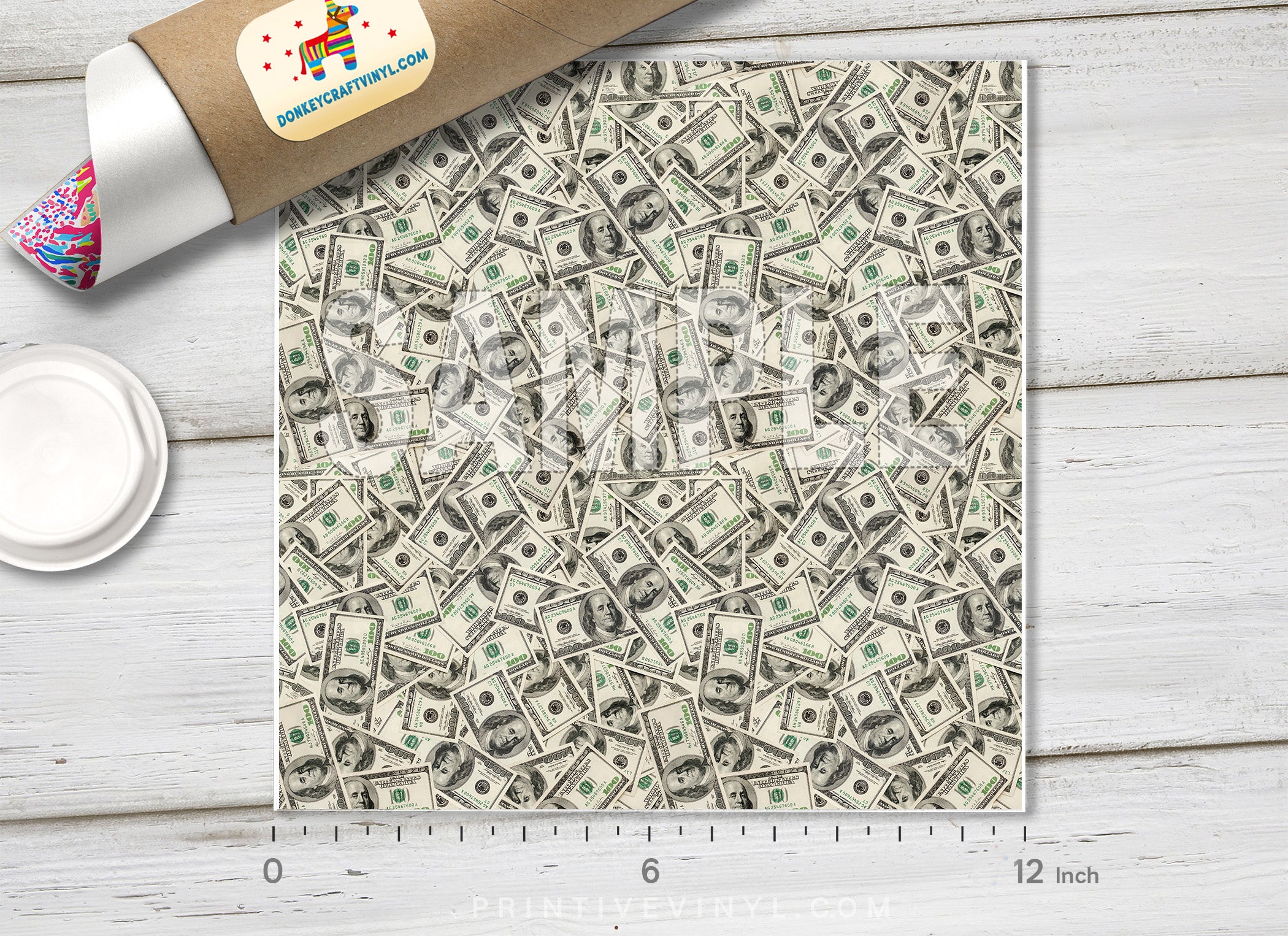One hundred dollars Patterned Adhesive Vinyl 024