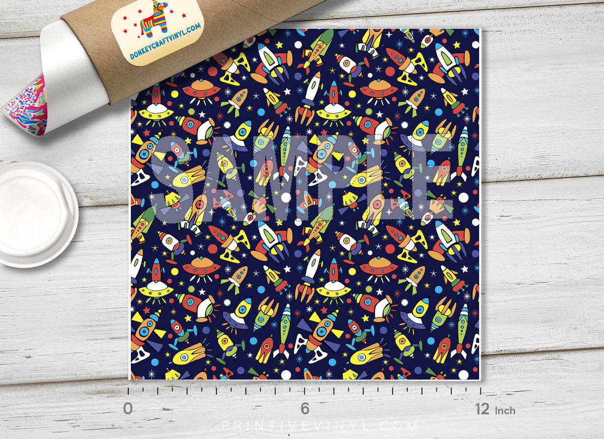 kids Spaceship Patterned HTV 256 - Donkey Craft Vinyl