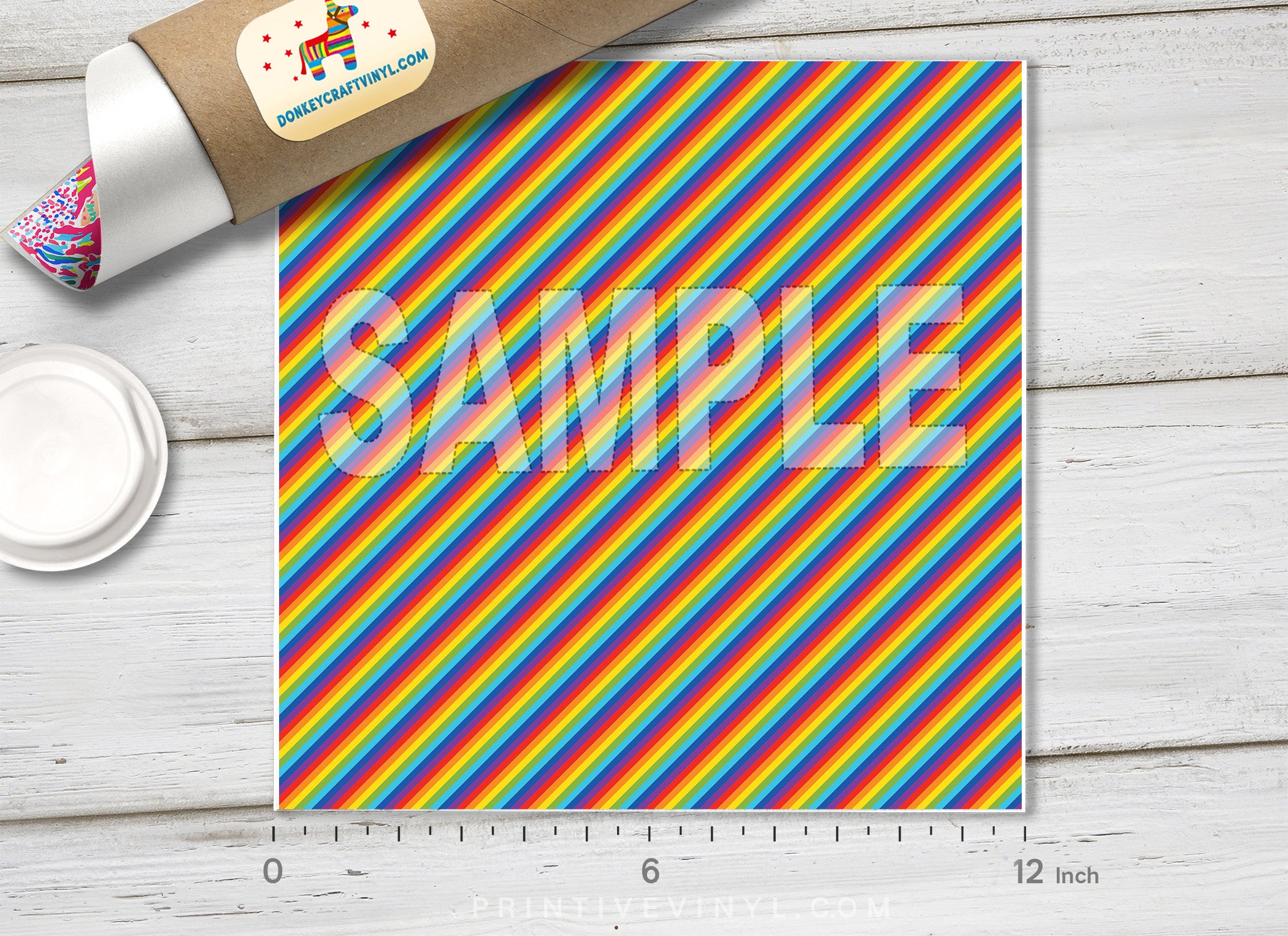 Rainbow Diagonal Stripes Patterned HTV 254