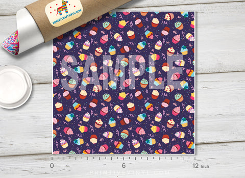 Birthday Cupcakes Patterned HTV 698