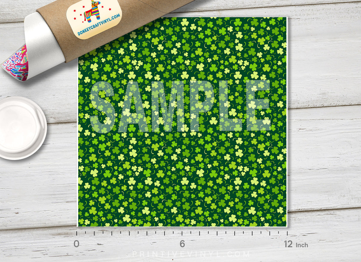 Saint patrick day clover Printed Vinyl/ Indoor Vinyl/ Outdoor Vinyl/ Heat Transfer Vinyl-340 - Printive Vinyl | Patterned Vinyl