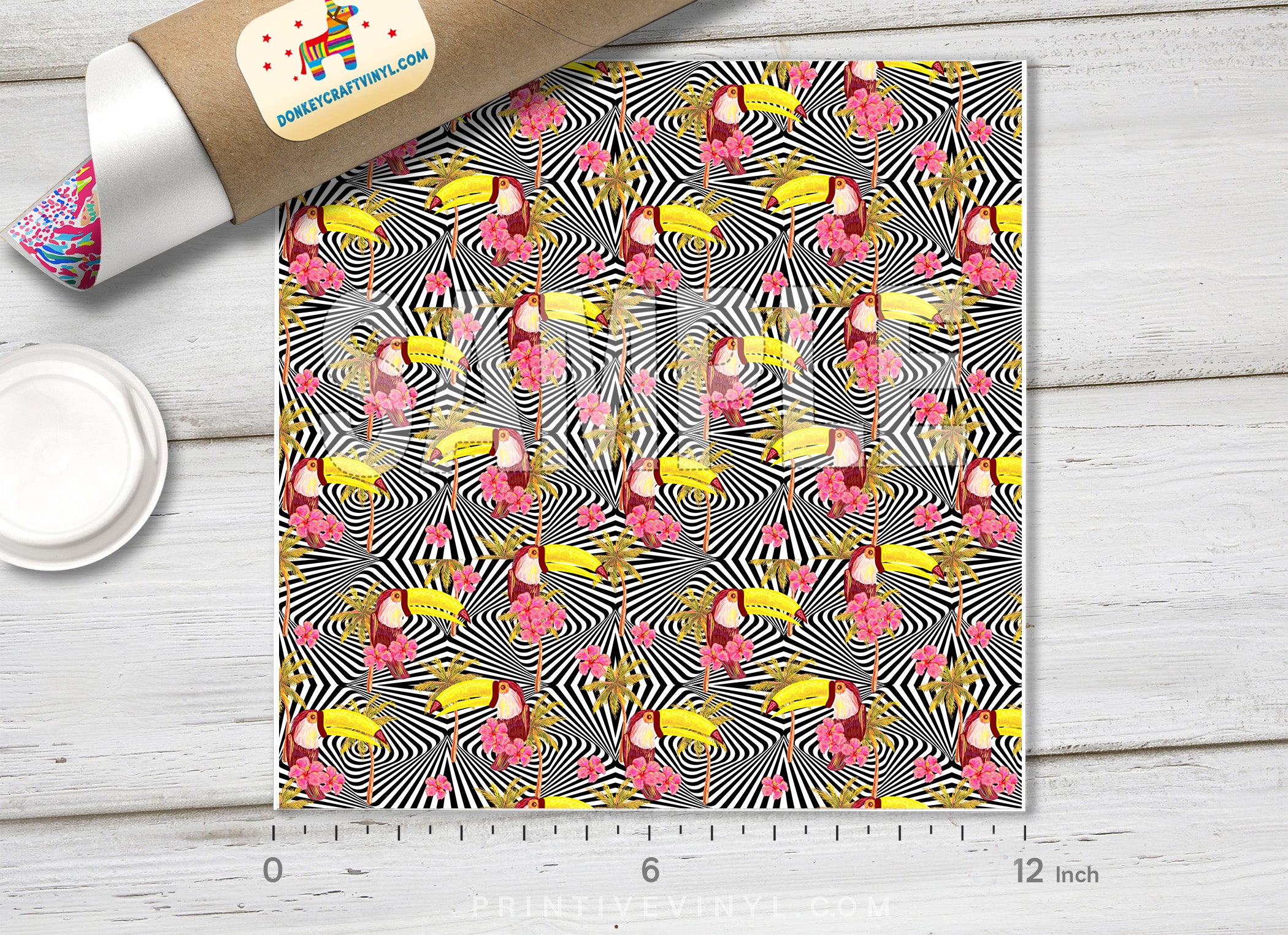 Toucan Palm Tree Patterned Adhesive Vinyl 260