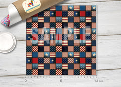 American flag patchwork Patterned HTV 025