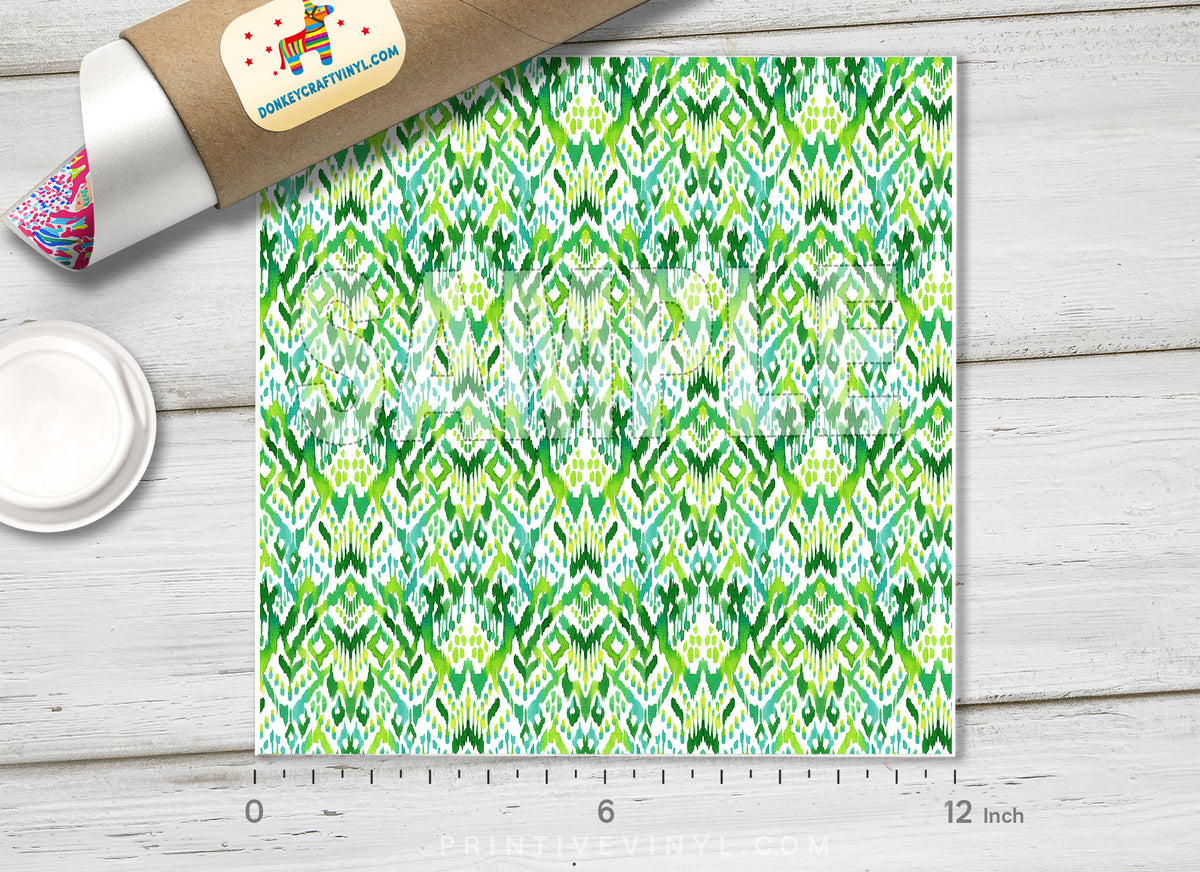 Green Ikat Patterned HTV 028 - Donkey Craft Vinyl