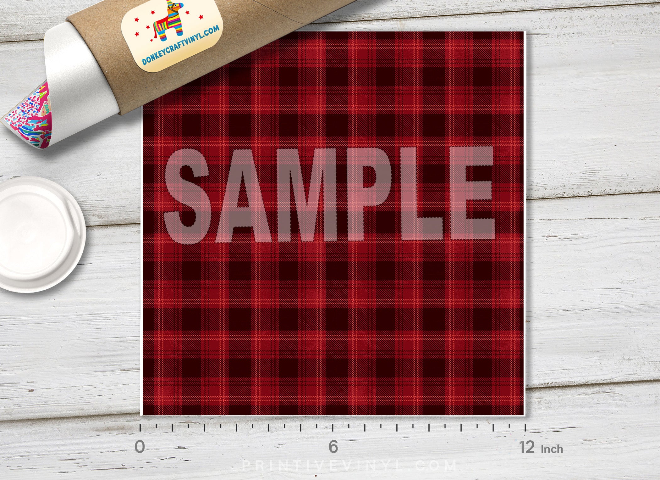 Red Plaid Patterned HTV  735
