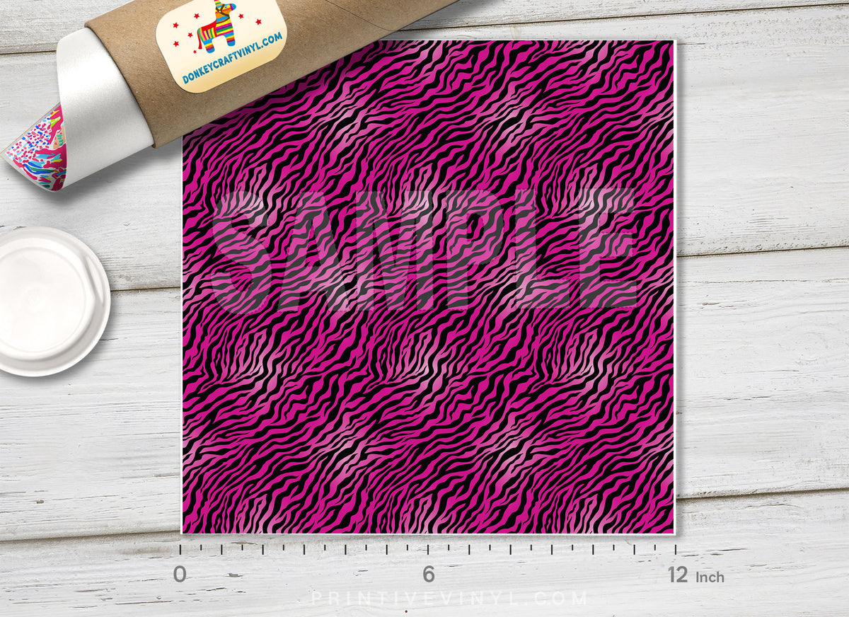 Pink Zebra Tiger Animal Print Printed HTV- 787