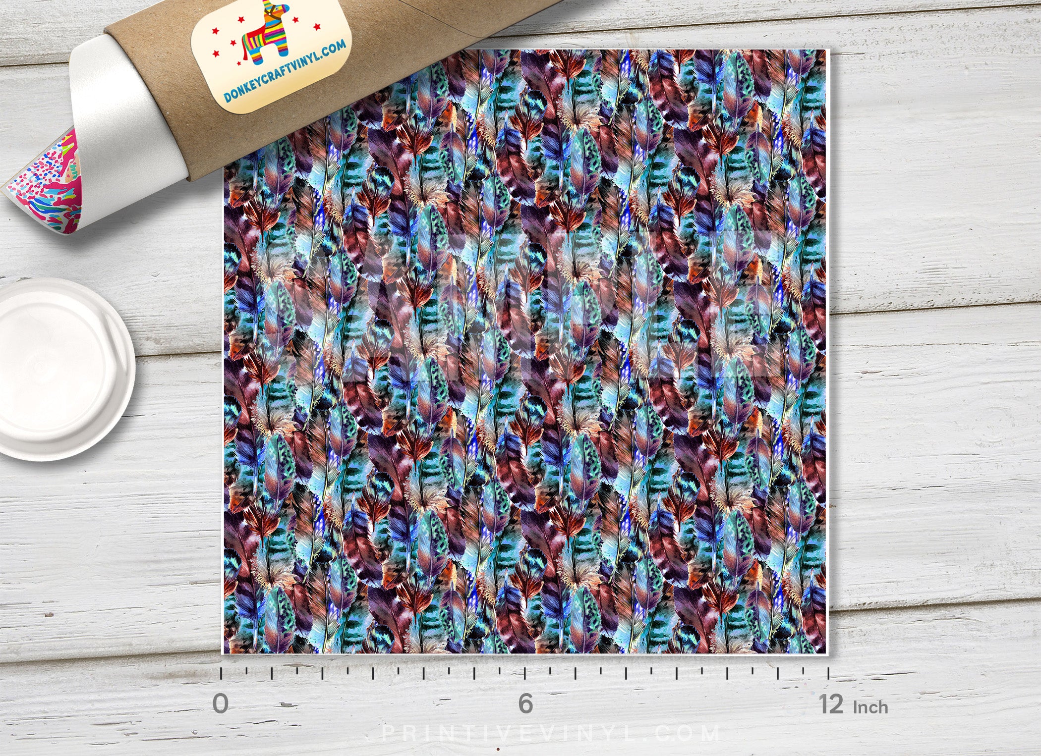 Watercolor Feather Patterned HTV 716