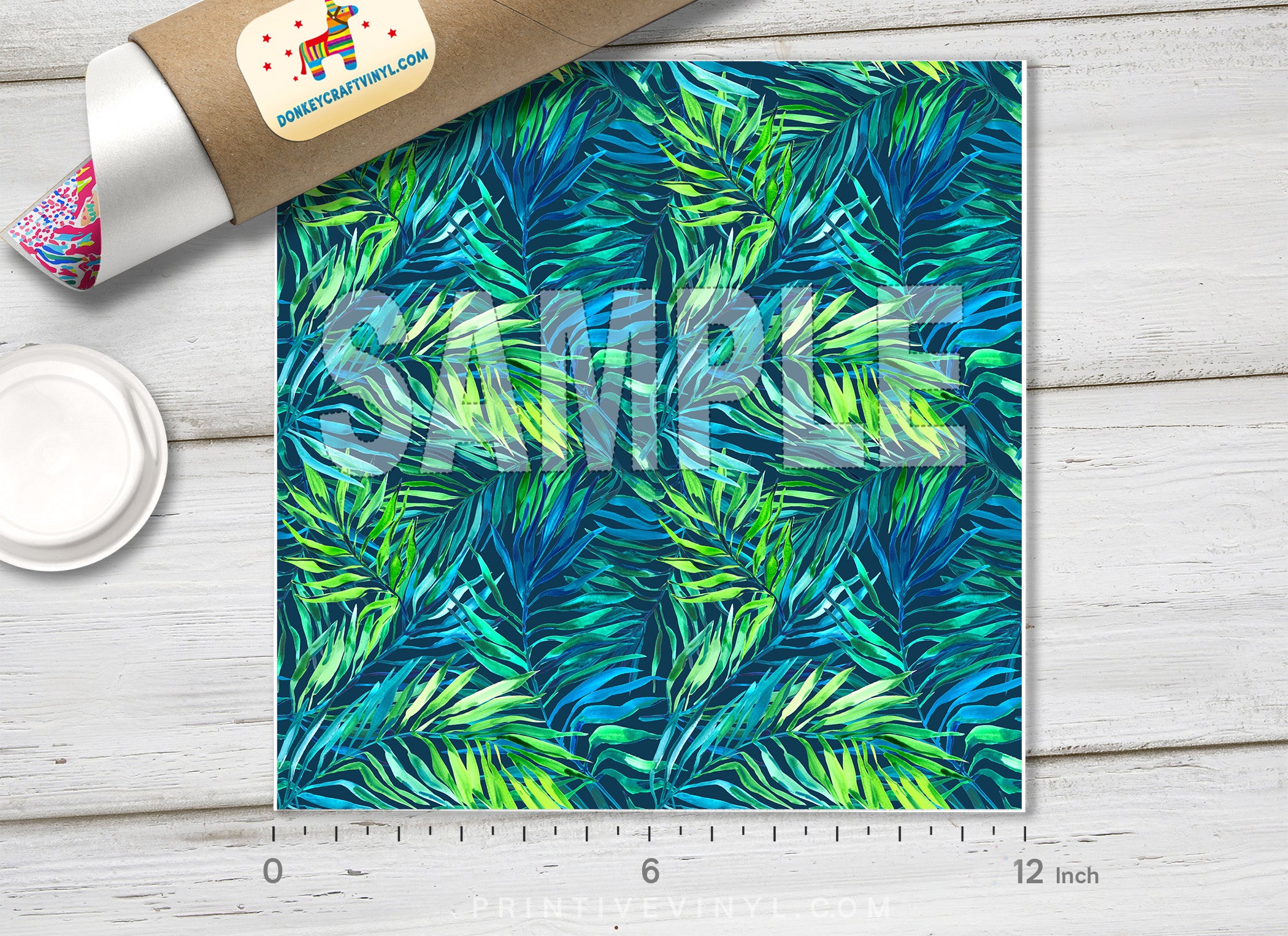 Areca palm leaf, Jungle leaves Pattern printed Vinyl/ Indoor/ Outdoor/ Heat Transfer Vinyl-398 - Printive Vinyl | Patterned Vinyl