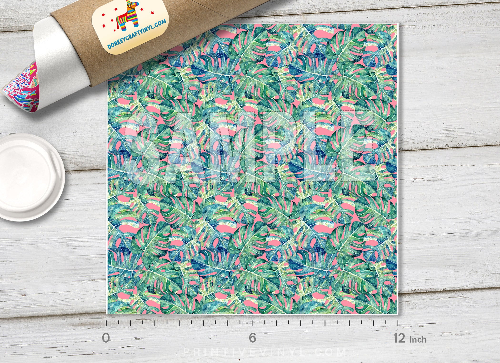 Watercolor monstera Printed Vinyl/ Indoor Vinyl/ Outdoor Vinyl/ Heat Transfer Vinyl-349 - Printive Vinyl | Patterned Vinyl